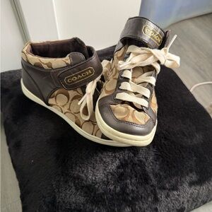 Coach Monogrammed High-Top Sneakers - Brown and Cream size 5 women’s